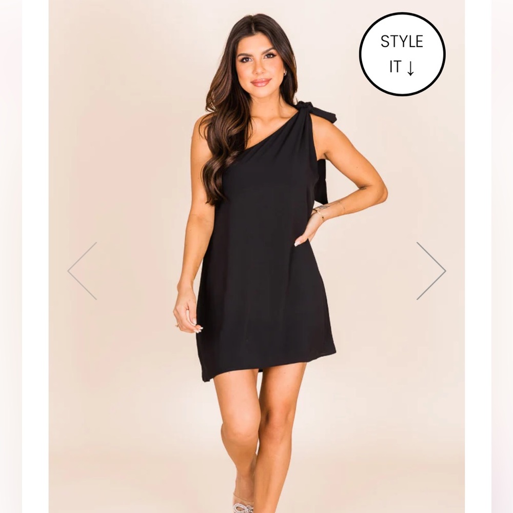 Pink Lily Thriving All Night Black One Shoulder Dress